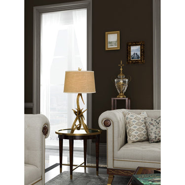 Brown Antlers Table Lamp With Brown Empire Shade